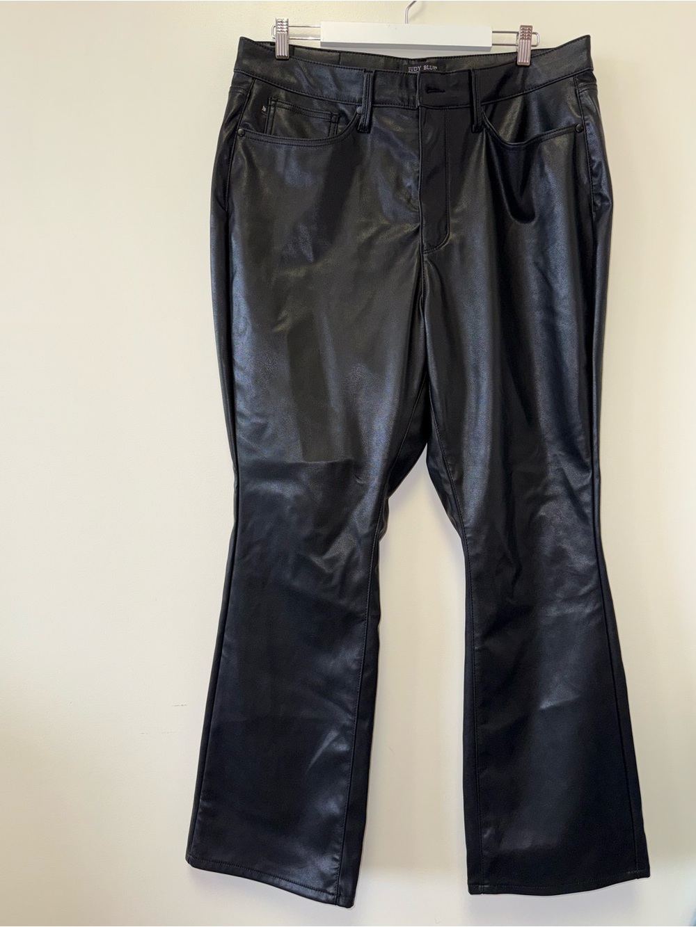 Judy Blue (18W) Black Faux Leather Bootcut Pants